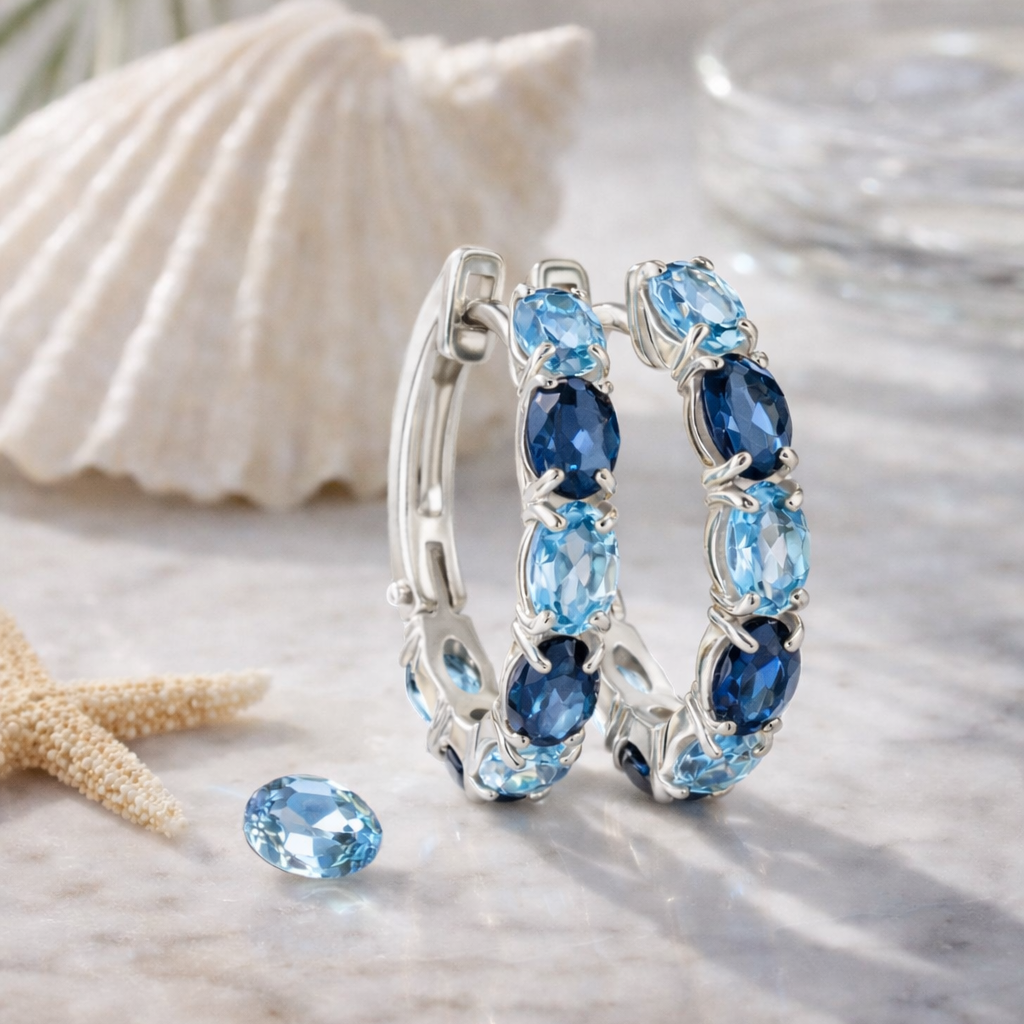 Gemstone Hoop Earring